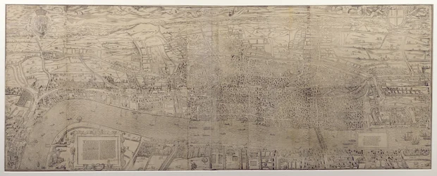 &39;Civitas Londinum&39;, mapa de Londres, 1560 (impressão em xilogravura) (para detalhes ver 69396)